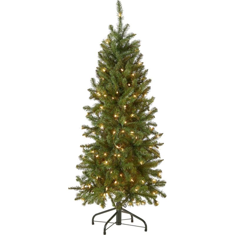 National Tree Company Artificial Pre-Lit Slim Christmas Tree, Green ...