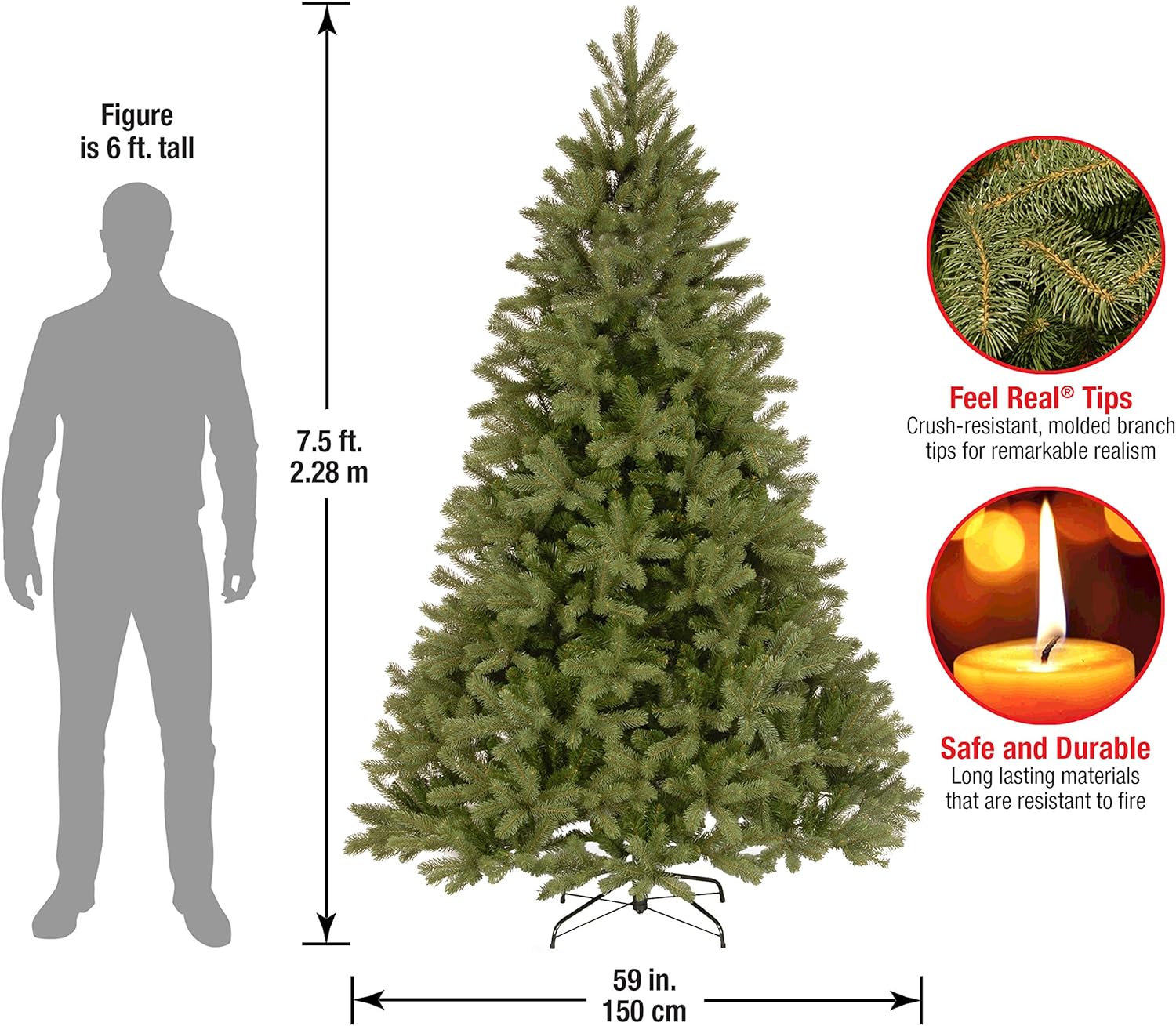 National Tree Company ‘Feel Real’ Artificial Full Downswept Christmas ...