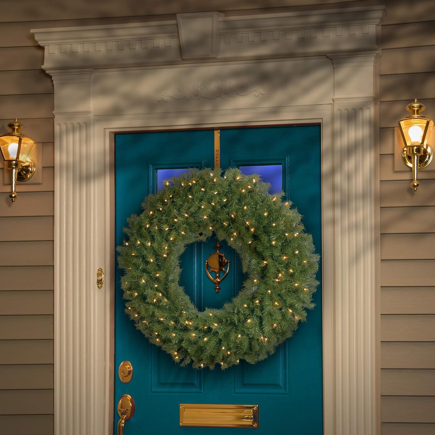 National Tree Company Pre-Lit Artificial Christmas Wreath, Green ...