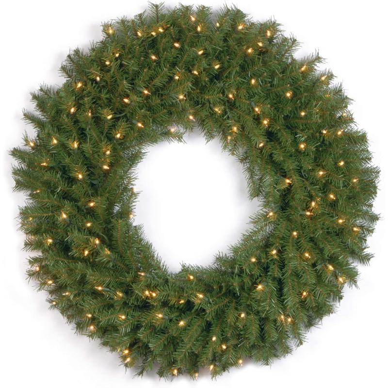 National Tree Company Pre-Lit Artificial Christmas Wreath, Green ...