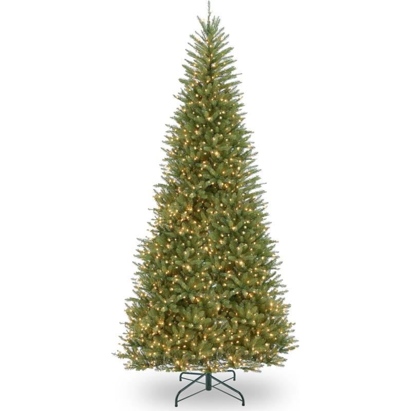 National Tree Company Pre-Lit Artificial Slim Christmas Tree, Green ...