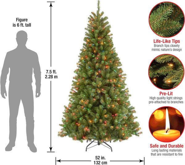 National Tree Company Pre-Lit Artificial Slim Christmas Tree, Green ...