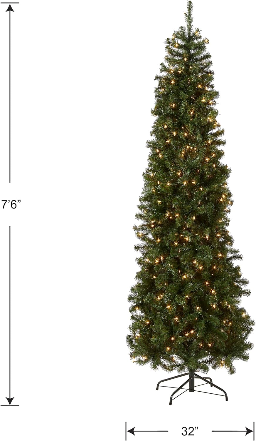 National Tree Company Pre-Lit Artificial Slim Christmas Tree, Green ...