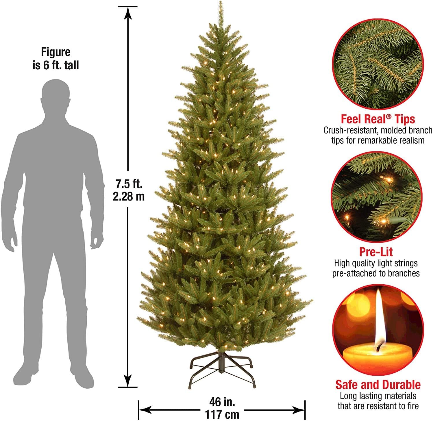 National Tree Company ‘Feel Real’ Pre-lit Artificial Christmas Tree ...