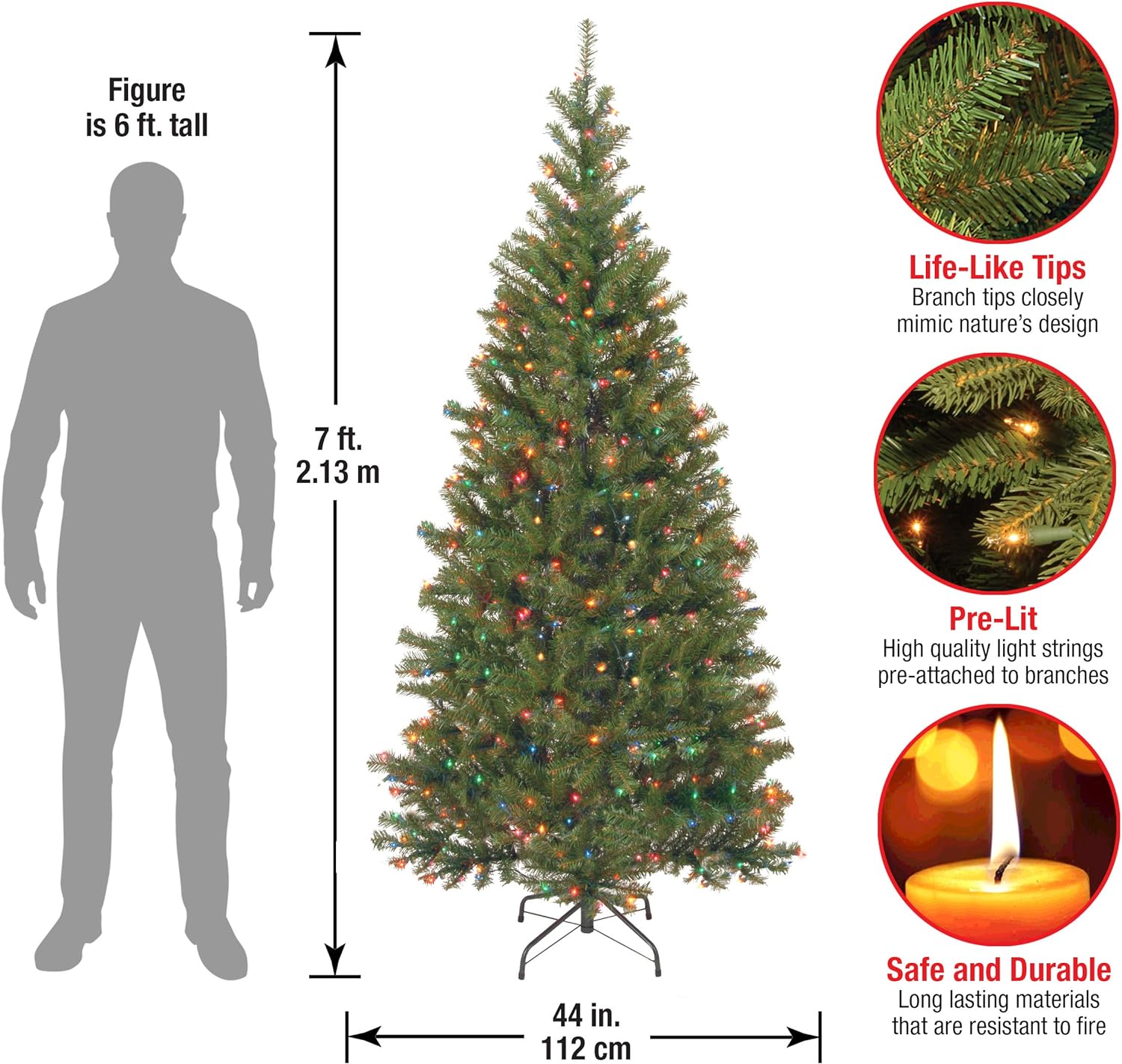 National Tree Company Pre-Lit Artificial Slim Christmas Tree, Green ...