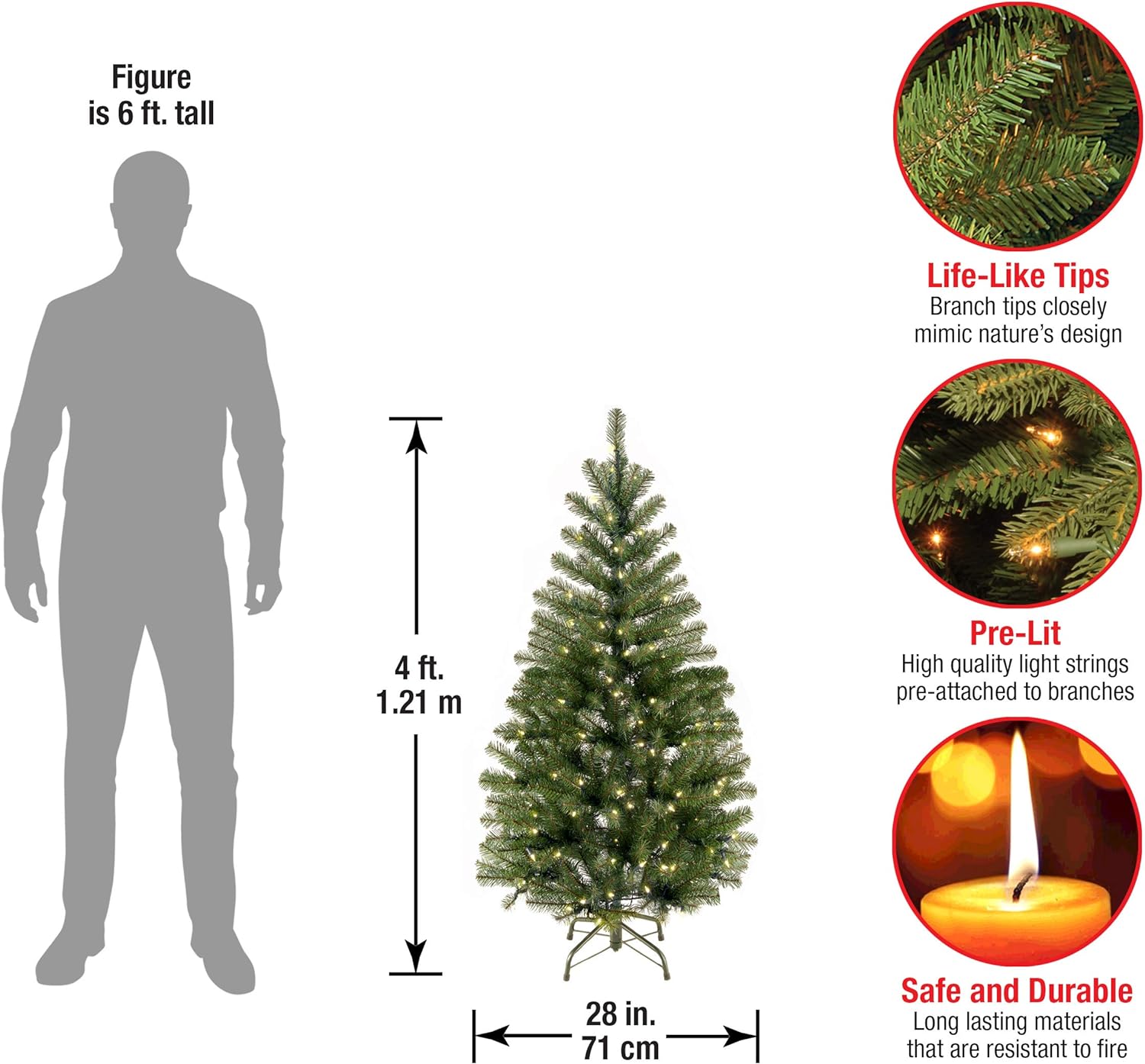 National Tree Company Pre-Lit Artificial Slim Christmas Tree, Green ...